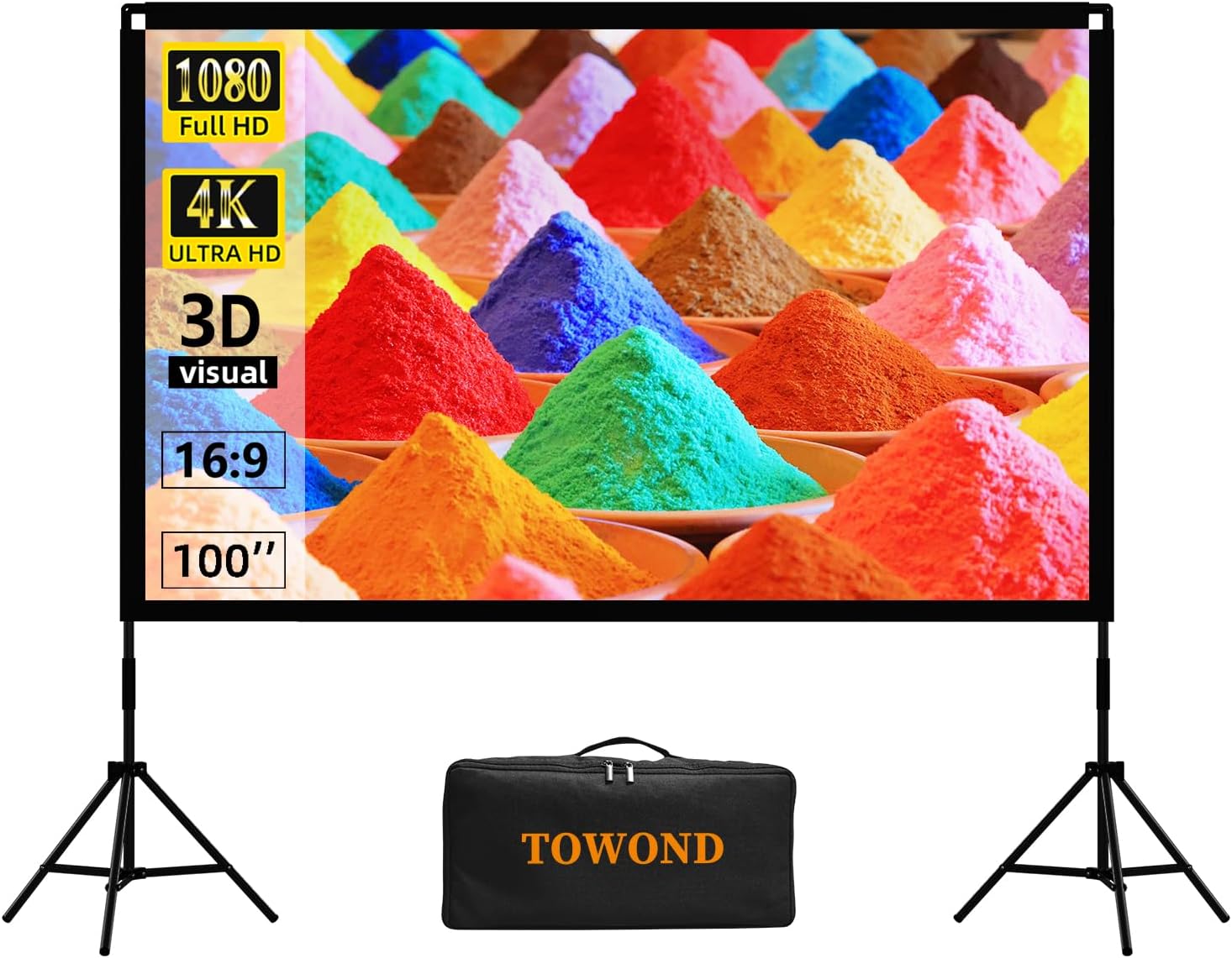 Towond - Pantalla de proyector con soporte, para interiores y